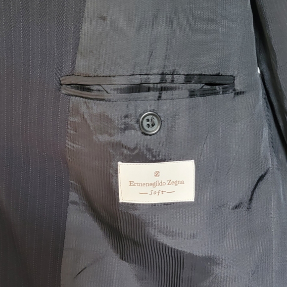 Ermenegildo Zegna Blazer Suit Jacket, Men's, Black Pinstripe, Size 44S - Picture 5 of 14